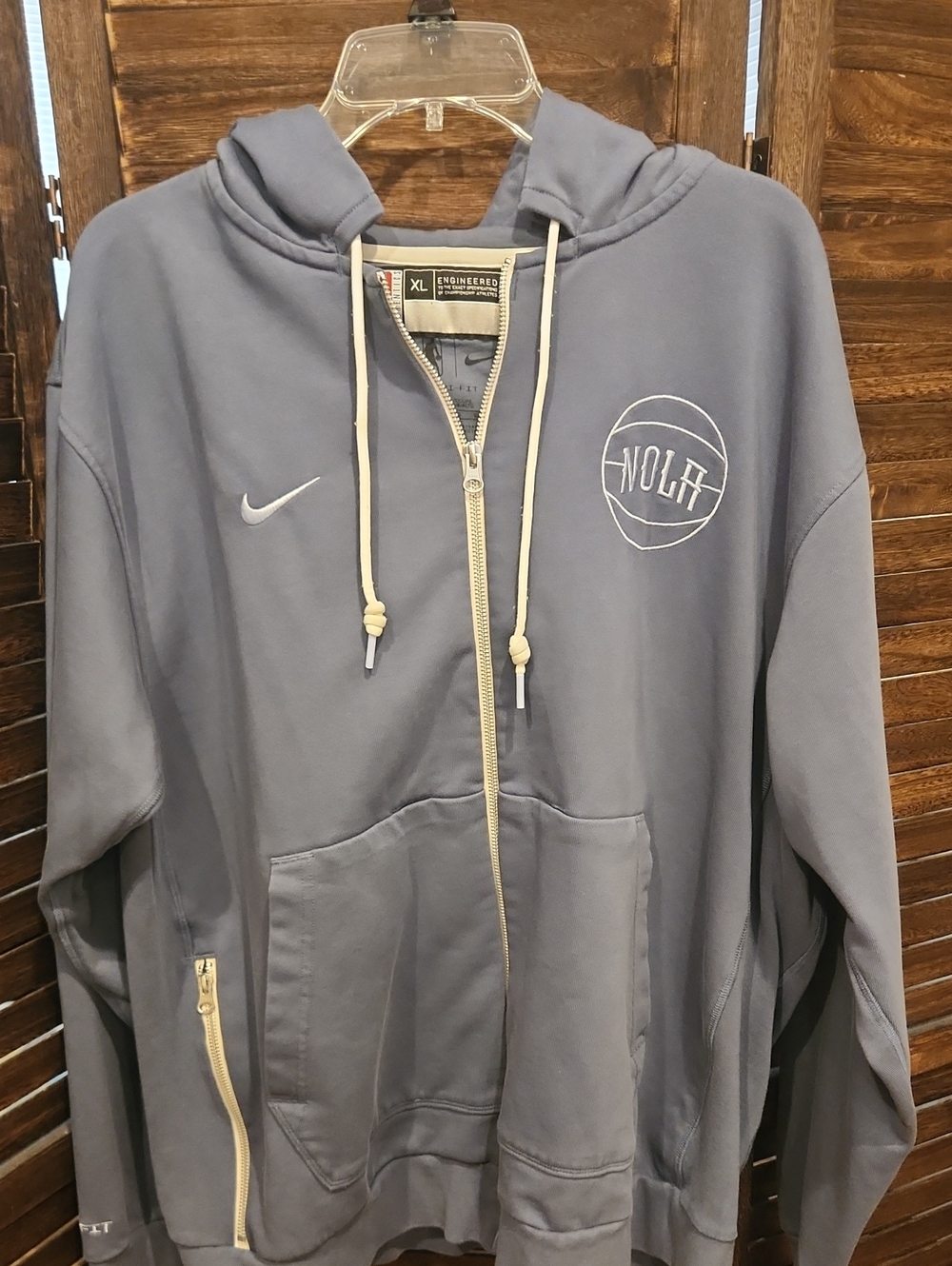 Nike Men's NOLA Light Gray Full-Zip Hoodie Jacket
